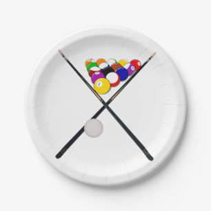 Assiettes En Carton Billiard Pool Balls et Cues