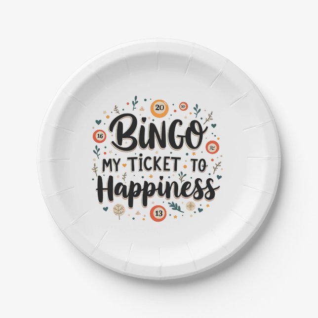 Assiettes En Carton Bingo est mon billet pour le bonheur Funny Bingo J (Devant)