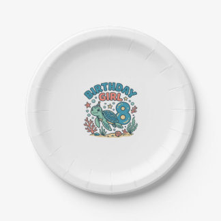 Assiettes En Carton Birthday Girl Sea Turtle 8th Birthday Shirt Design