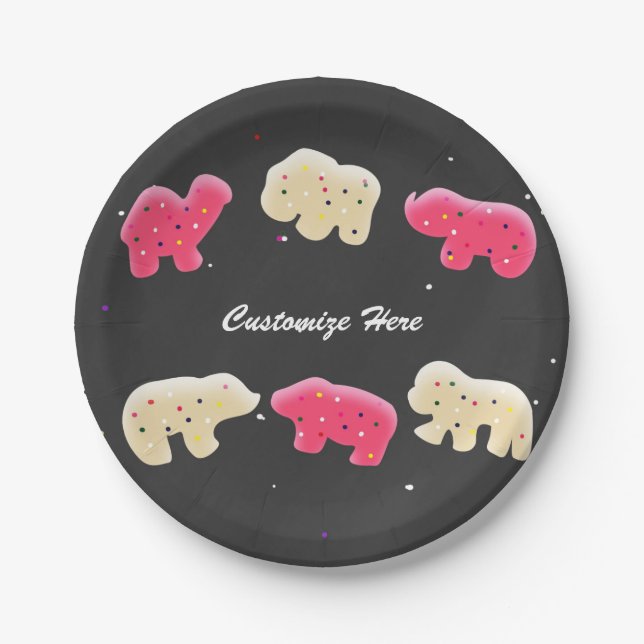 Assiettes En Carton Biscuits d'animaux sautinés 1er anniversaire fête (Devant)