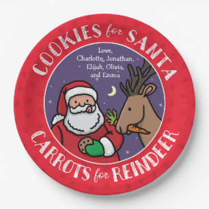 Assiettes En Carton Biscuits pour Père Noël, renne de carottes,