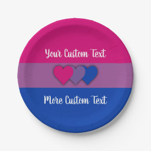 Assiettes En Carton Bisexualité drapeau de fierté avec texte