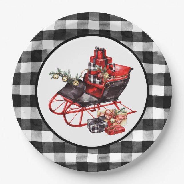 Assiettes En Carton Bison rouge et noir Dépôt et colis Pa (Devant)
