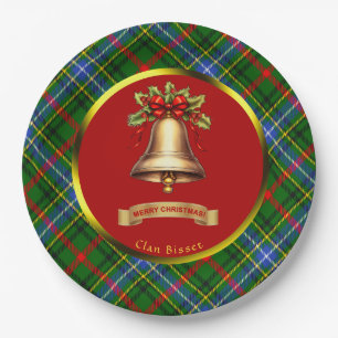 Assiettes En Carton Bisset Tartan Noël personnalisé