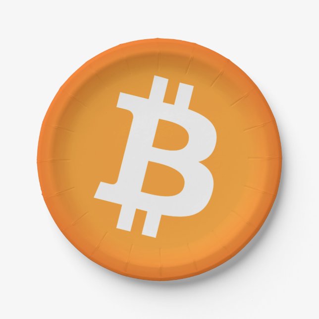 Assiettes En Carton Bitcoin BTC : Plaques de papier noir (Devant)
