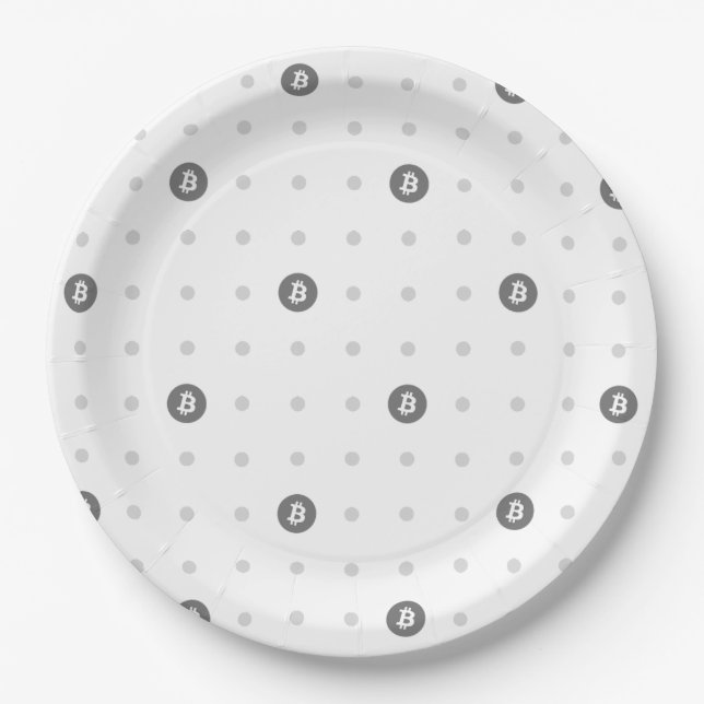 Assiettes En Carton Bitcoin Polka Dot Paper Plate (Large)  (Devant)