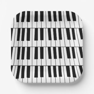 Assiettes En Carton Black and White Piano Keys Pianist Musician Party