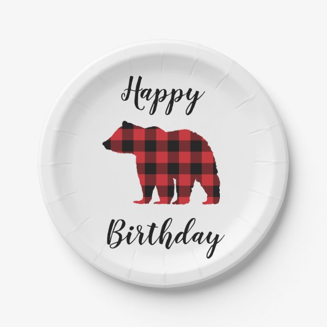 Assiettes En Carton Black Bear Joyeux Anniversaire Camper Plaques en p (Devant)