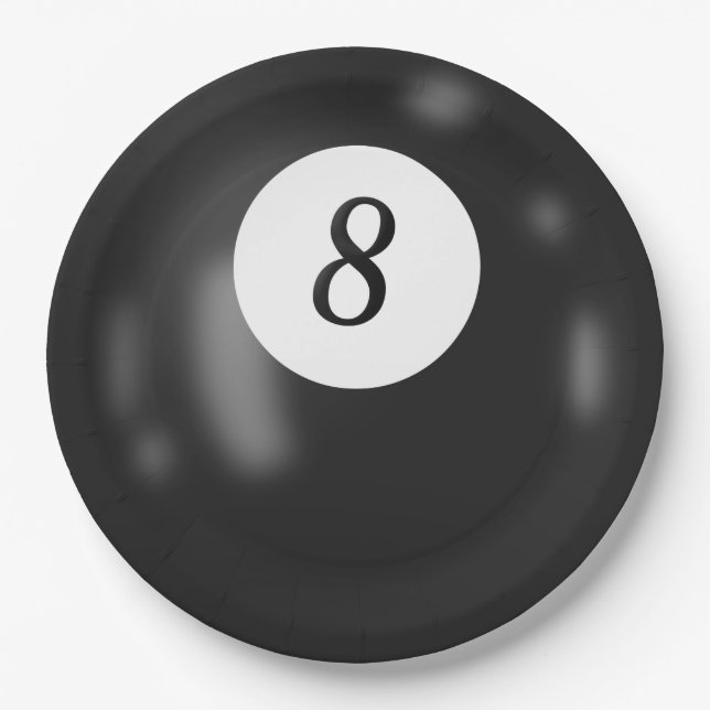 Assiettes En Carton Black Billiard Huit Balles Anniversaire (Devant)