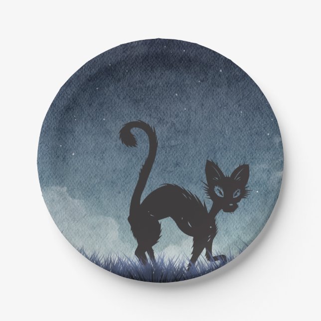 Assiettes En Carton Black Cat VibesPaper Plate (Devant)