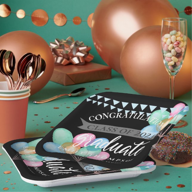Assiettes En Carton Black Celebration Class Of 2023 Graduation Party (Multi)