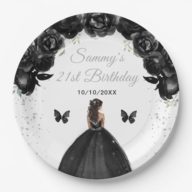 Assiettes En Carton Black Dark Skin Princess Anniversaire (Devant)