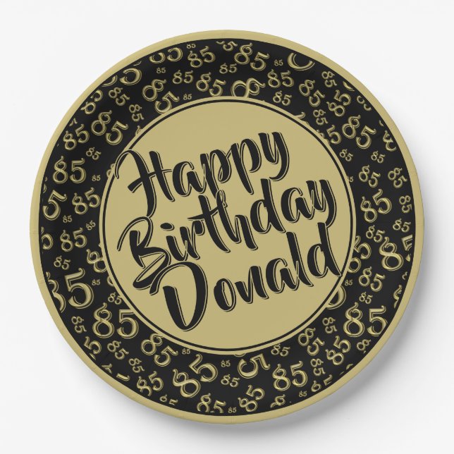 Assiettes En Carton Black/Gold 85th Random Number Pattern (Devant)