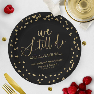 Assiettes En Carton Black Gold Nous Faisons Toujours Mariage Vow Renou