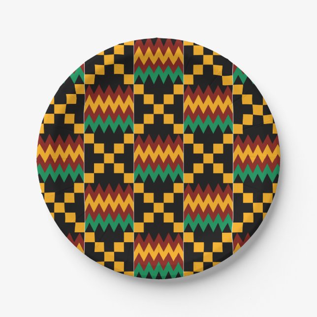 Assiettes En Carton Black, Green, Red, et Yellow Kente Cloth (Devant)