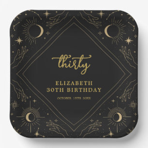 Assiettes En Carton Black Mystic Horoscope Moon 30e anniversaire