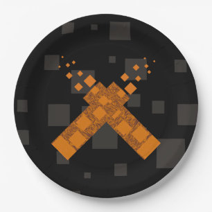 Assiettes En Carton Black orange culte feu de torche Pagan art sombre