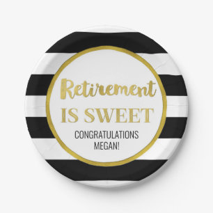 Assiettes En Carton Black Stripes Gold Confetti Retirement est doux