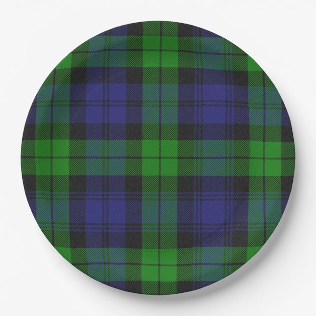 Assiettes En Carton Black Watch Tartan Plaid Scottish Motif (Devant)