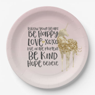 Assiettes En Carton Black Watercolor Inspirational Gold Unicorn