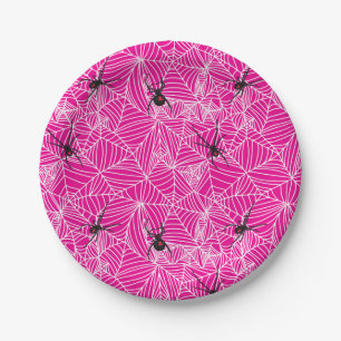Assiettes En Carton Black Widow Spider Web Pink
