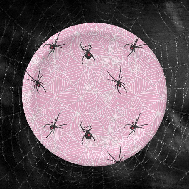 Assiettes En Carton Black Widow Spider Web Pink (Créateur téléchargé)