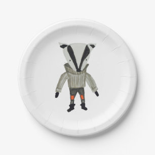 Assiettes En Carton Blaireau mignon d'amis de forêt petit