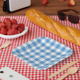 Assiettes En Carton Blanc clair En vichy Motif