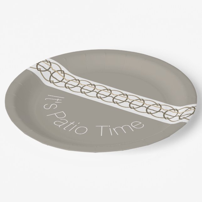 Assiettes En Carton Blanc gris et beige (Angle)