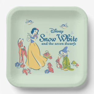 Assiettes En Carton Blanche neige & Dopey avec des amis