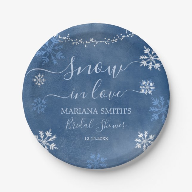 Assiettes En Carton Blanche neige en amour Fête des mariées Flocon de  (Devant)