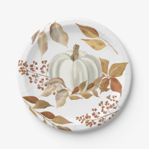 Assiettes En Carton Blancs Citrouille Automne part Thanksgiving