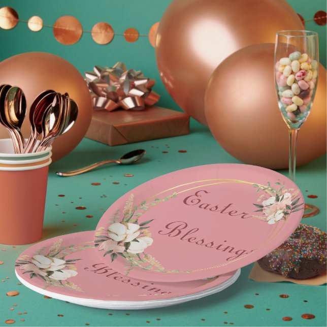Assiettes En Carton Blessures de Pâques Plaque en papier Plate Floral  (Multi)