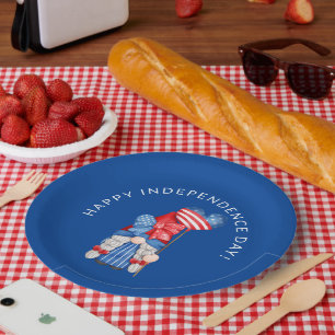 Assiettes En Carton Bleu 4 juillet Gnome Fête de l'Indépendance Pape