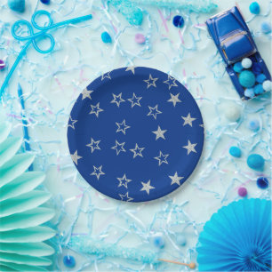 Assiettes En Carton Bleu argenté