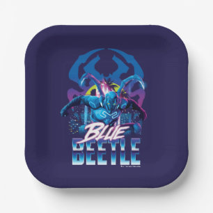Assiettes En Carton Bleu Beetle Rétrowave Ville coucher du soleil