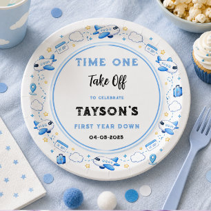Assiettes En Carton Bleu Blanc Avion 1er Anniversaire Première Décolla