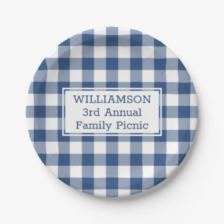 Assiettes En Carton Bleu Blanc Buffalo Vérifier Personnalisé Nom Famil