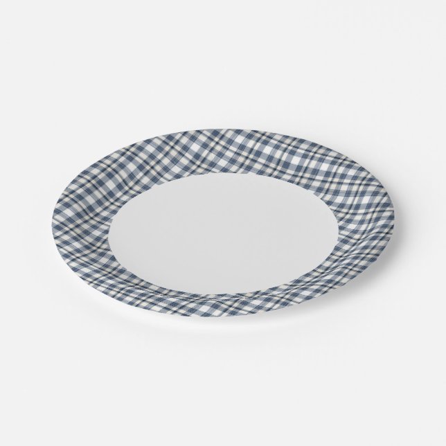 Assiettes En Carton Bleu blanc plaqué 1 (Angle)