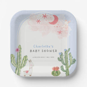 Assiettes En Carton Bleu Boho Arch Cactus Jouets Baby shower garçon