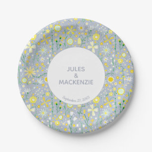 Assiettes En Carton Bleu botanique Fleur sauvage motif floral