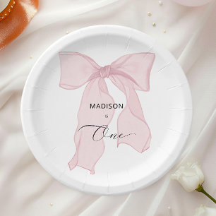 Assiettes En Carton Bleu Bow Coquette 1er anniversaire