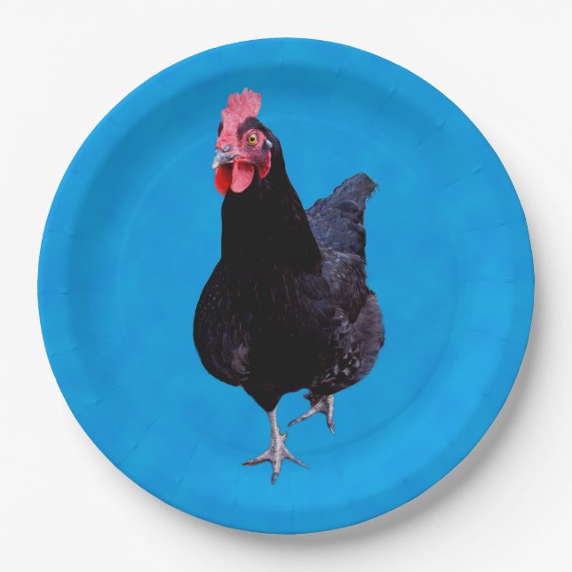 Assiettes En Carton Bleu Chicken Strut, Plaques de papier d'anniversai (Devant)