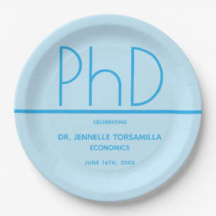 Assiettes En Carton Bleu clair Doctorat partie de graduation