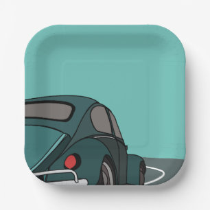 Assiettes En Carton Bleu classique voiture anniversaire