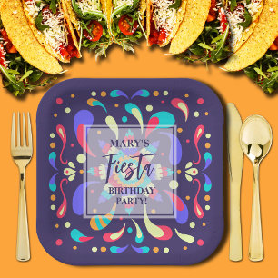 Assiettes En Carton Bleu coloré Fiesta