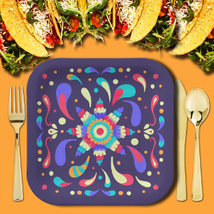 Assiettes En Carton Bleu coloré Fiesta