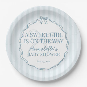 Assiettes En Carton Bleu Coquette Bow Pastel Baby shower Décor table