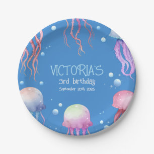 Assiettes En Carton Bleu Cute Sous La Mer Jellyfish Anniversaire