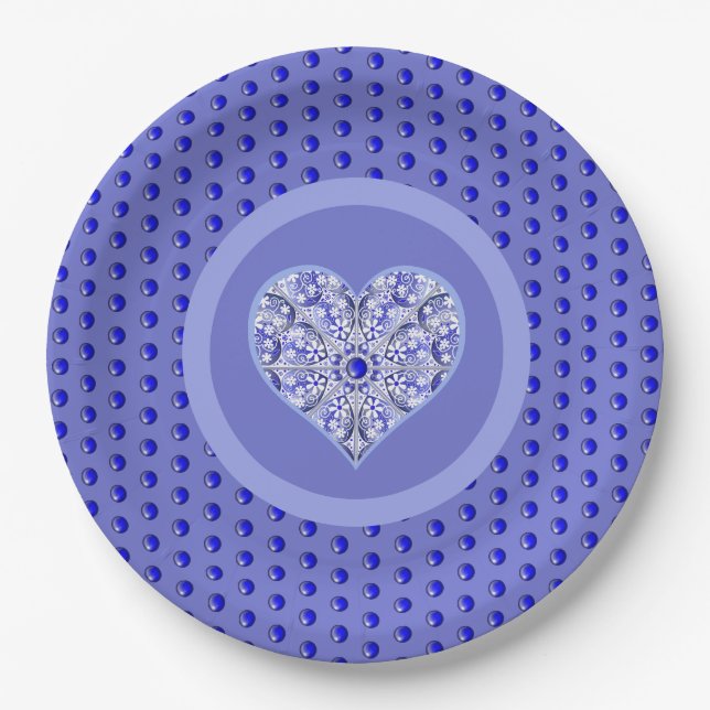 Assiettes En Carton Bleu de dentelle en céramique de Grèce (Devant)